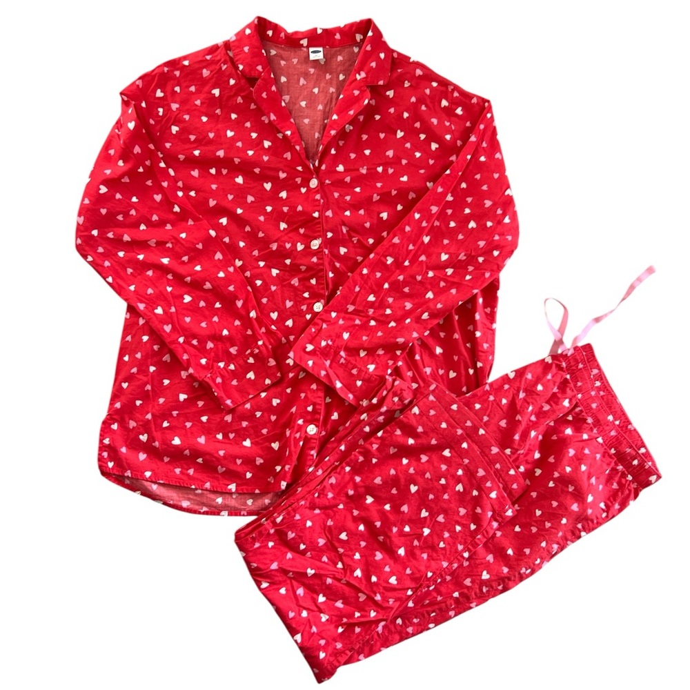 Old Navy Red Heart Pajama Set women Sz  XL